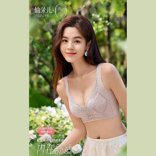 仙朵儿中厚蕾丝无钢文胸大胸显小