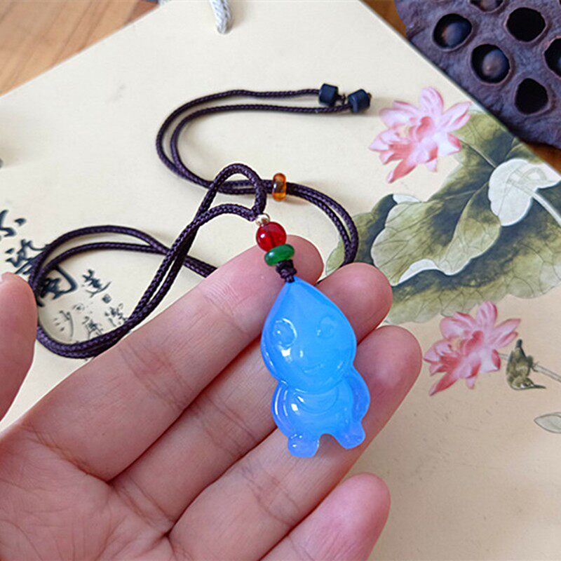 天然蓝玉髓奥特曼吊坠小孩玉坠男孩个性玉佩挂饰超人玉坠保平安玉