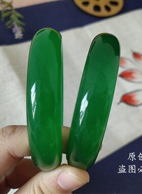 金丝玉手镯绿色镯子玉镯送妈妈