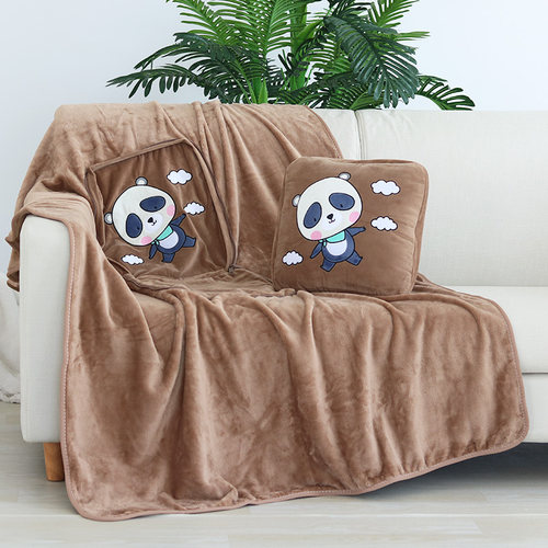 两用折叠靠垫被珊瑚绒卡通抱枕