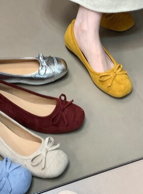 不累脚玛丽珍鞋蝴蝶结复古芭蕾鞋2025新款内增高3CM单鞋女