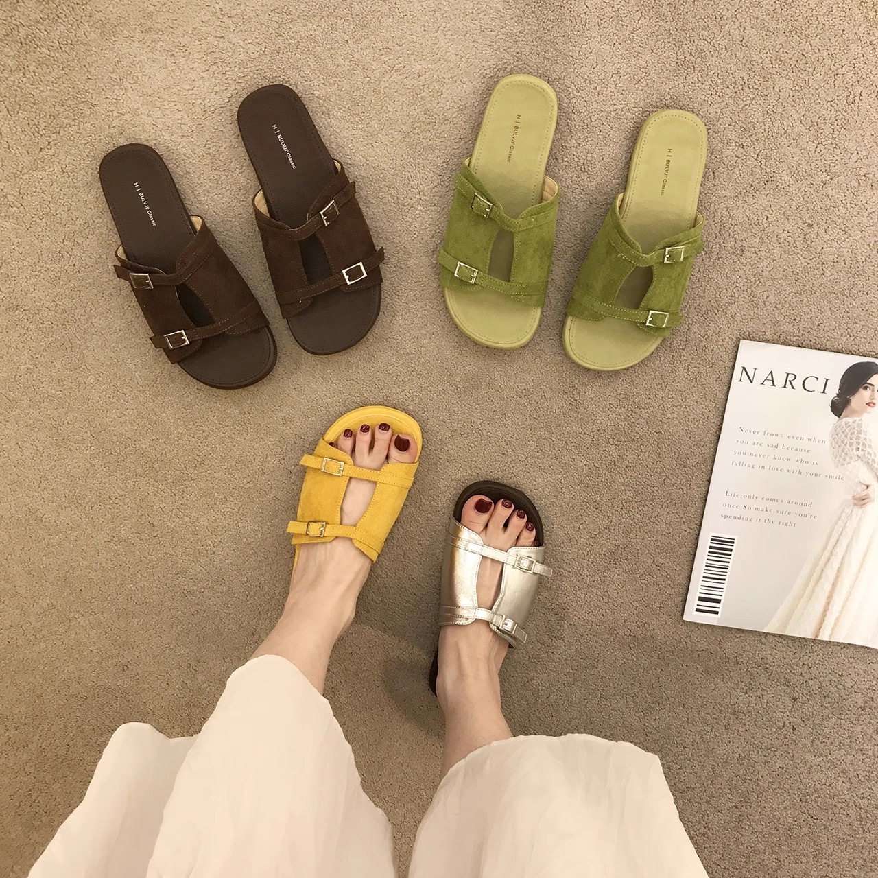 软底外穿复古勃肯拖鞋女2025夏新款软底一字拖休闲沙滩凉鞋防滑潮