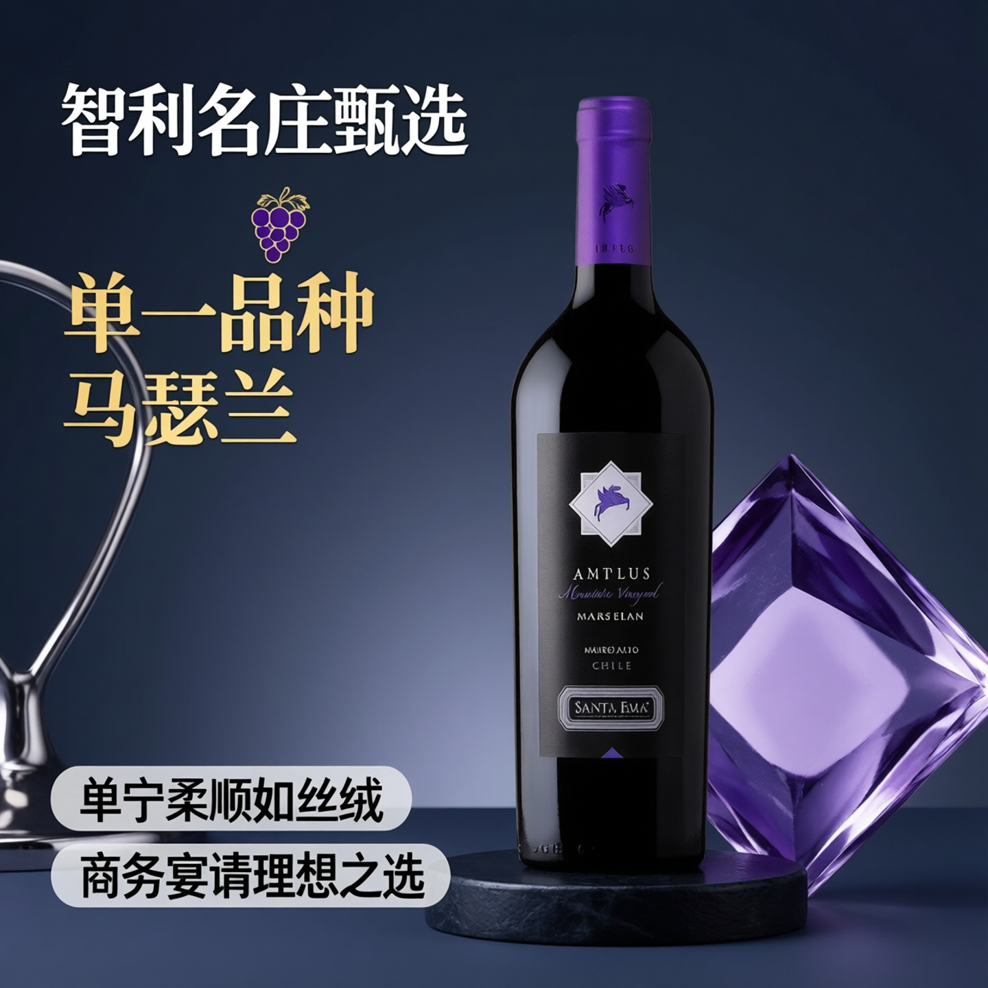 SANTA EMA/圣艾玛 珍藏版安培士马瑟兰干红葡萄酒红酒 750ml/瓶