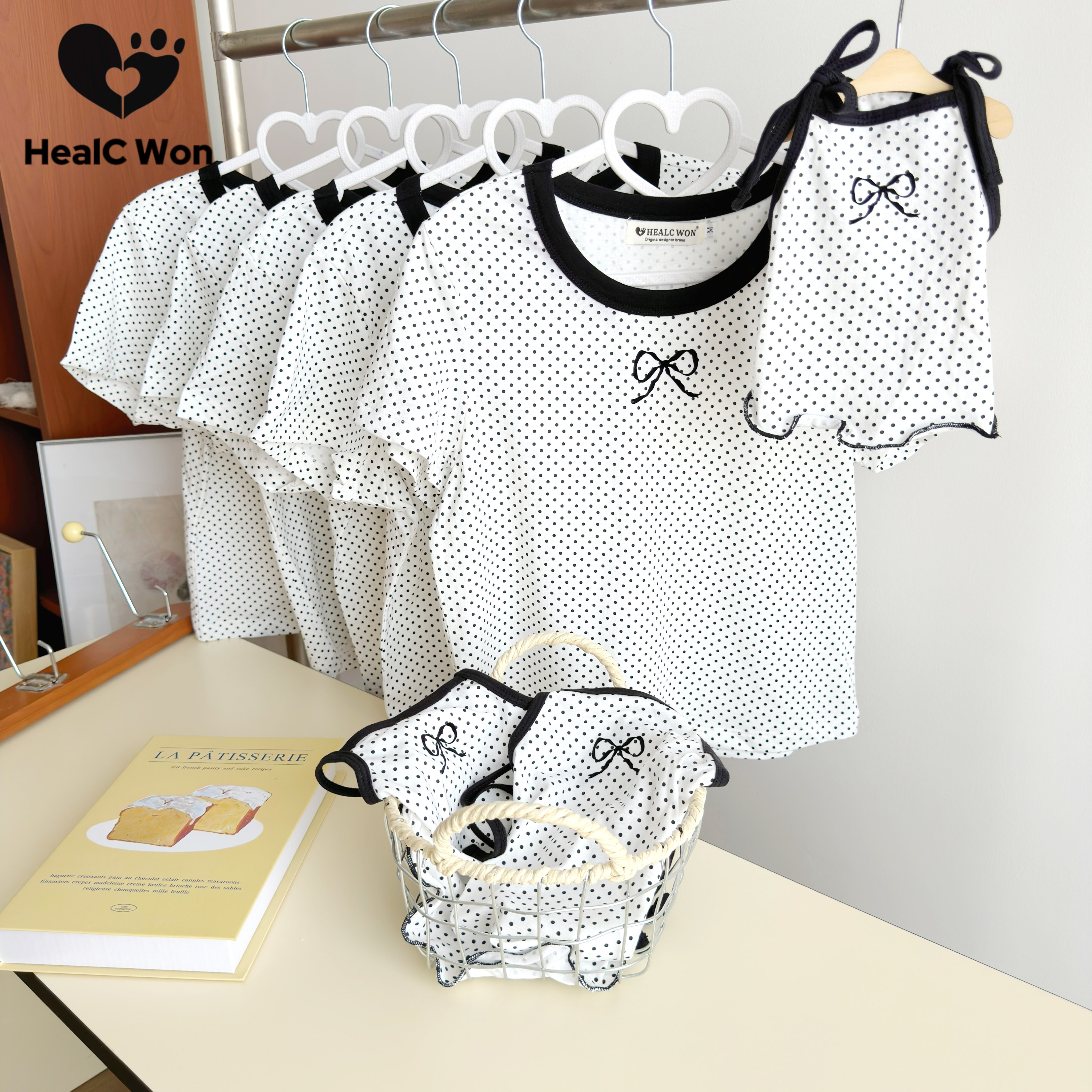 宠物甜美蝴蝶结波点纯棉吊带背心