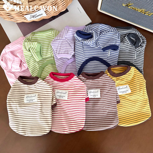 HC德绒保暖猫狗条纹短袖家居服