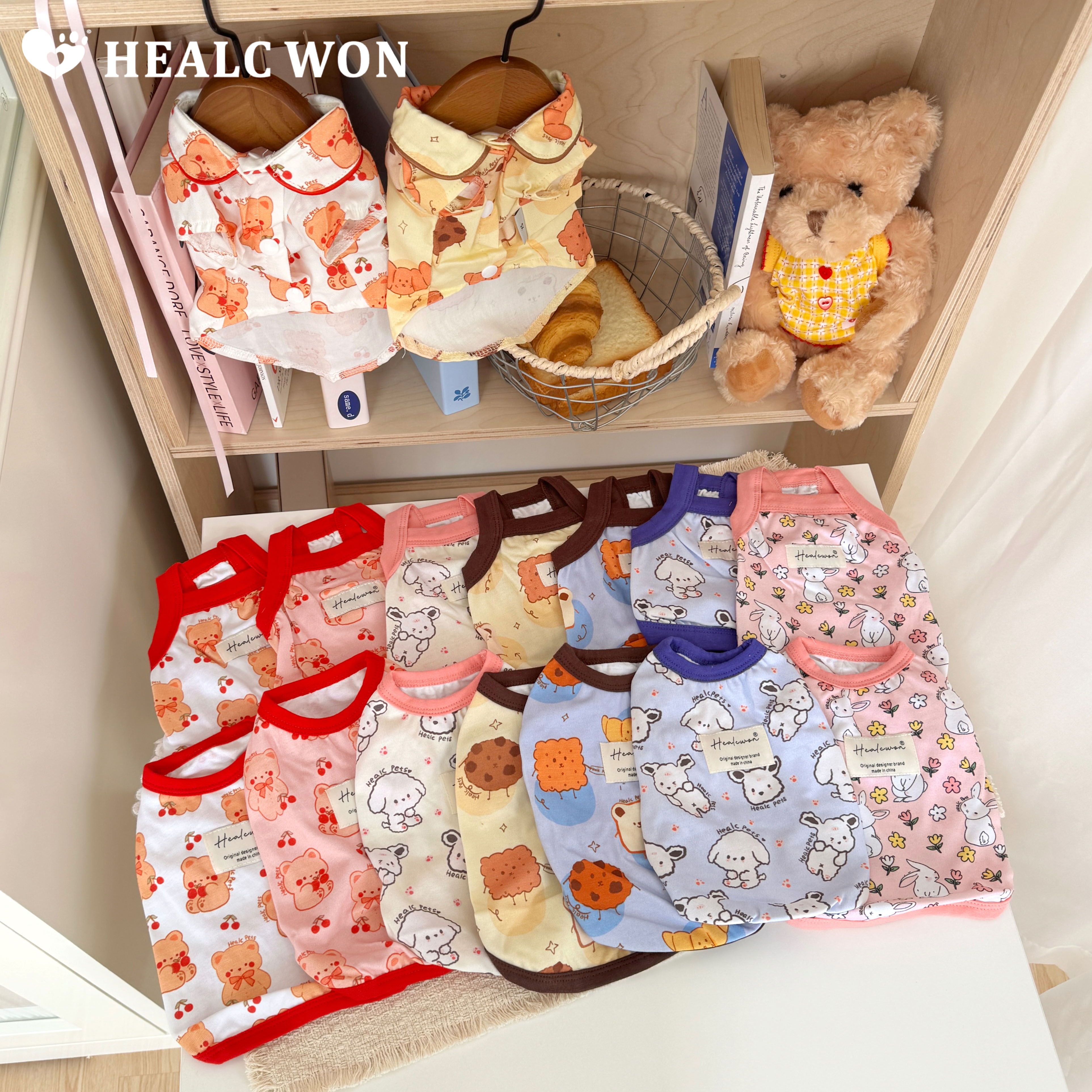 【清仓39.9两件】HC原创宠物衣服纯棉狗狗背心吊带防掉毛猫咪衣服