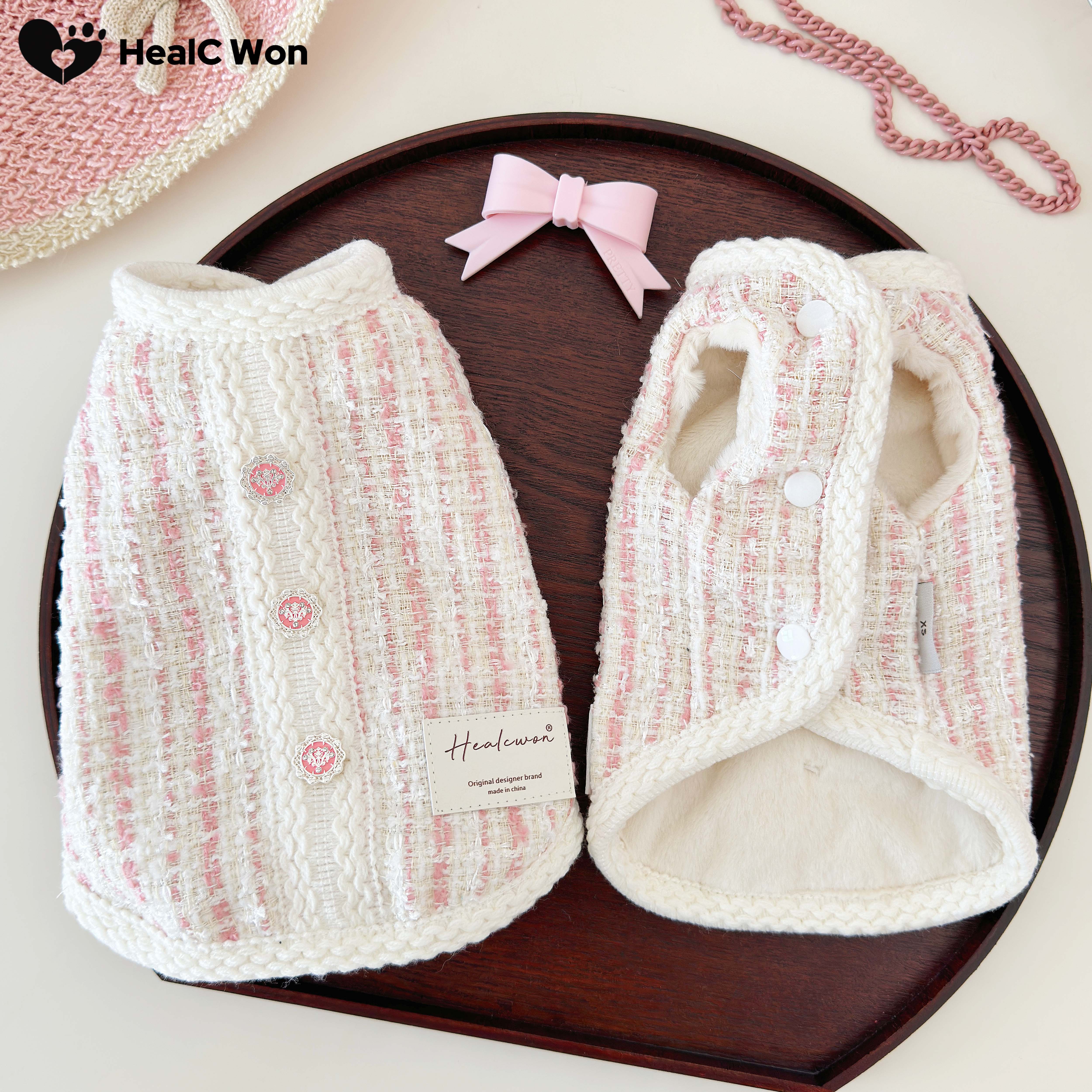 HC粉色小香风宠物猫狗马甲背心