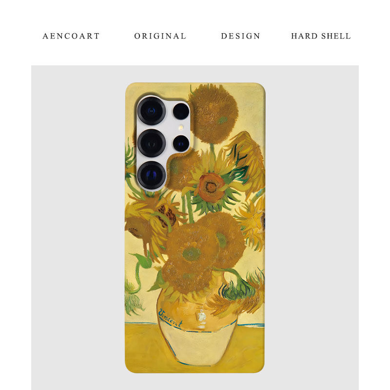 AENCOART·梵高向日葵适用三星S25Ultra手机壳S24Ultra半包磨砂硬壳S24保护套S25+全包plus油画创意女个性潮,3C数码配件,手机保护套/壳,淘宝优惠券,粉丝福利购,淘宝优惠卷