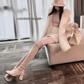 5050高跟弹力过膝靴女2025年爆款 粗跟方头瘦瘦靴高筒靴长靴秋冬款