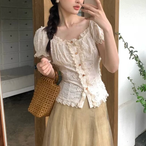短袖衬衫女装夏2026新款高级感法式一字肩衬衣露肩短款上衣服大码