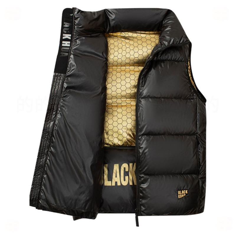 韩版新款秋冬流行亮面保暖潮流炫酷黑金色棉马夹休闲外穿无袖外套