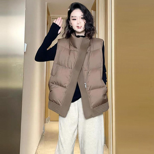 立领秋冬小众设计欧货棉服马甲女胖MM大码 200斤显瘦宽松外套休闲