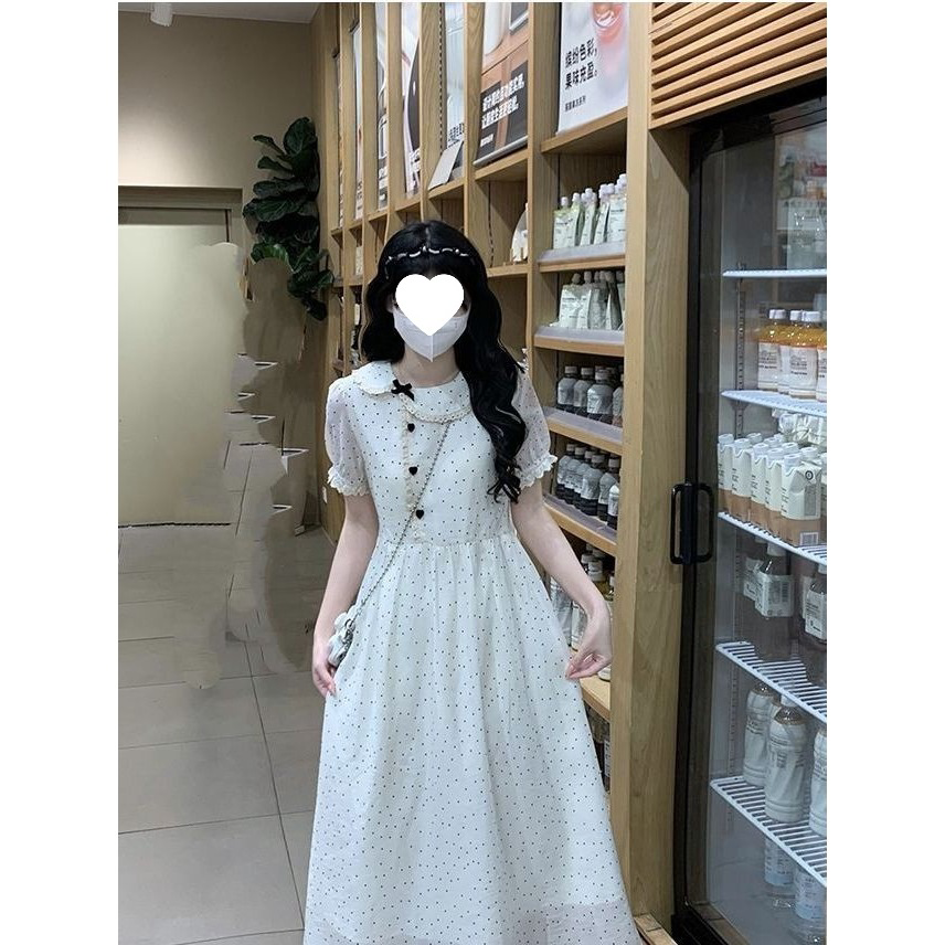 法式复古甜美花边娃娃领连衣裙女连衣裙