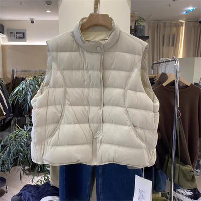 秋冬新款韩版立领百搭休闲保暖小个子女排骨短款无袖棉服马甲外套