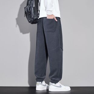 针织垂感肌理束脚美式复古休闲裤男2026秋原宿风潮流帅气潮流1ins