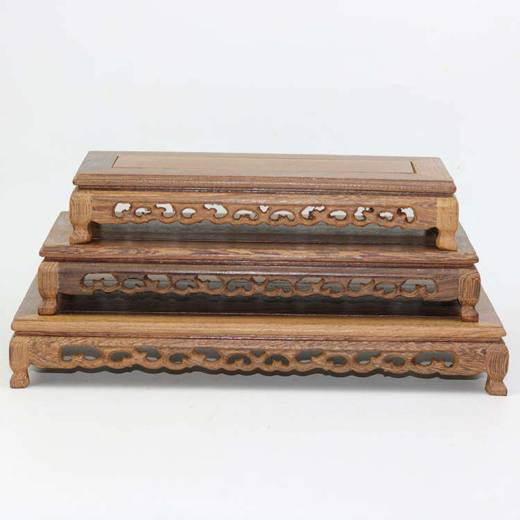 红木雕工艺品长方形鸡翅木奇石盆景实木底座茶壶摆件木托架子展示