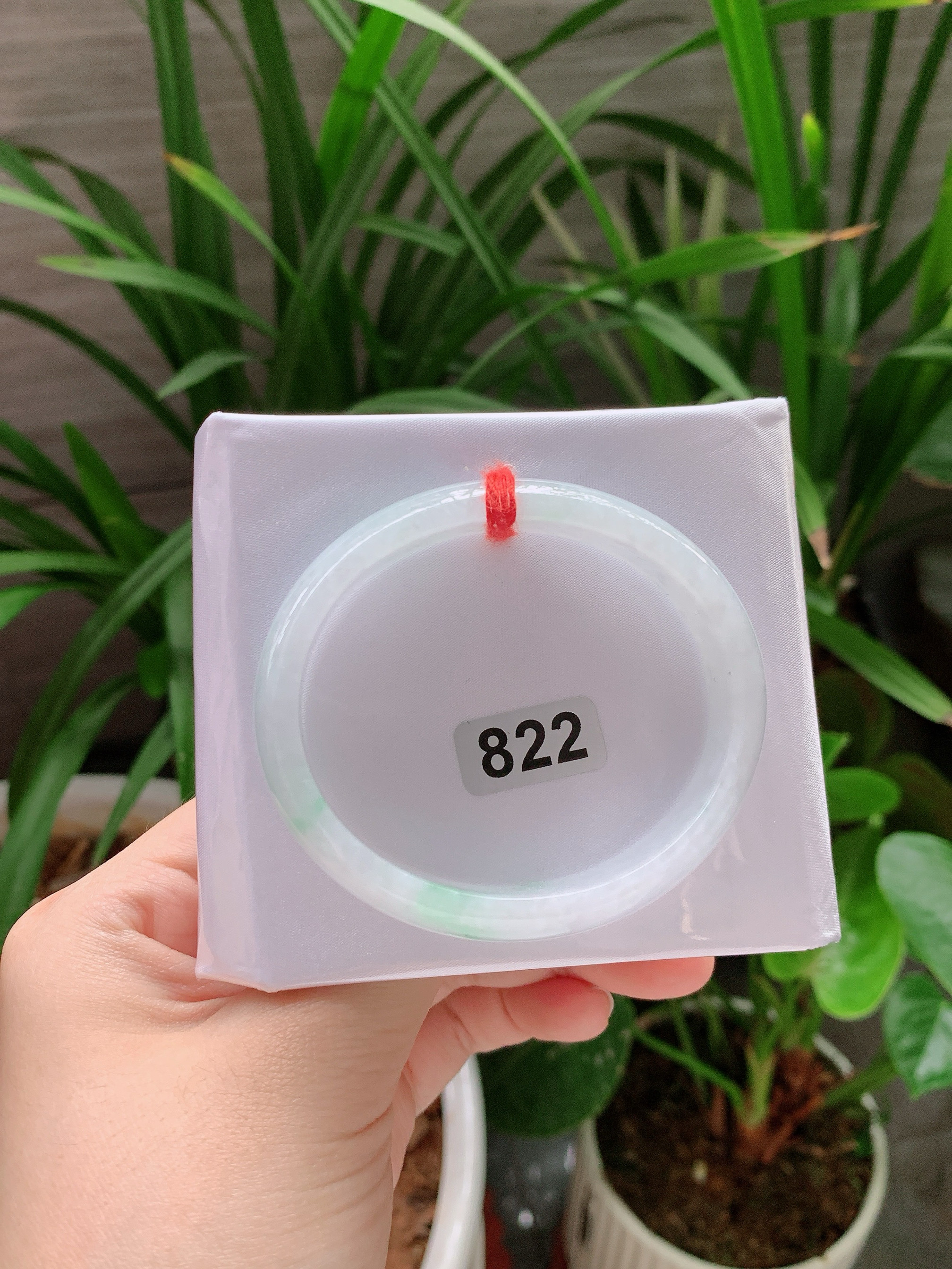 A货手镯55圈口冰糯种飘绿花贵妃手镯种老肉细女款带证书