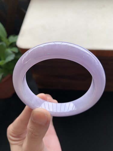 冰种紫罗兰翡翠手镯缅甸天然正品a货圆条满紫妖紫玉镯子女带证