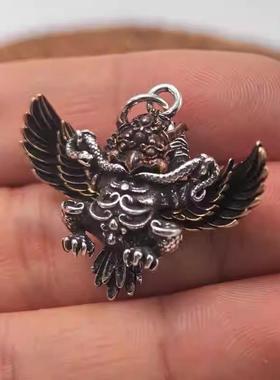 复古做旧霸气大鹏鸟挂饰雄鹰吊坠嘻哈朋克潮人文玩diy手串配件