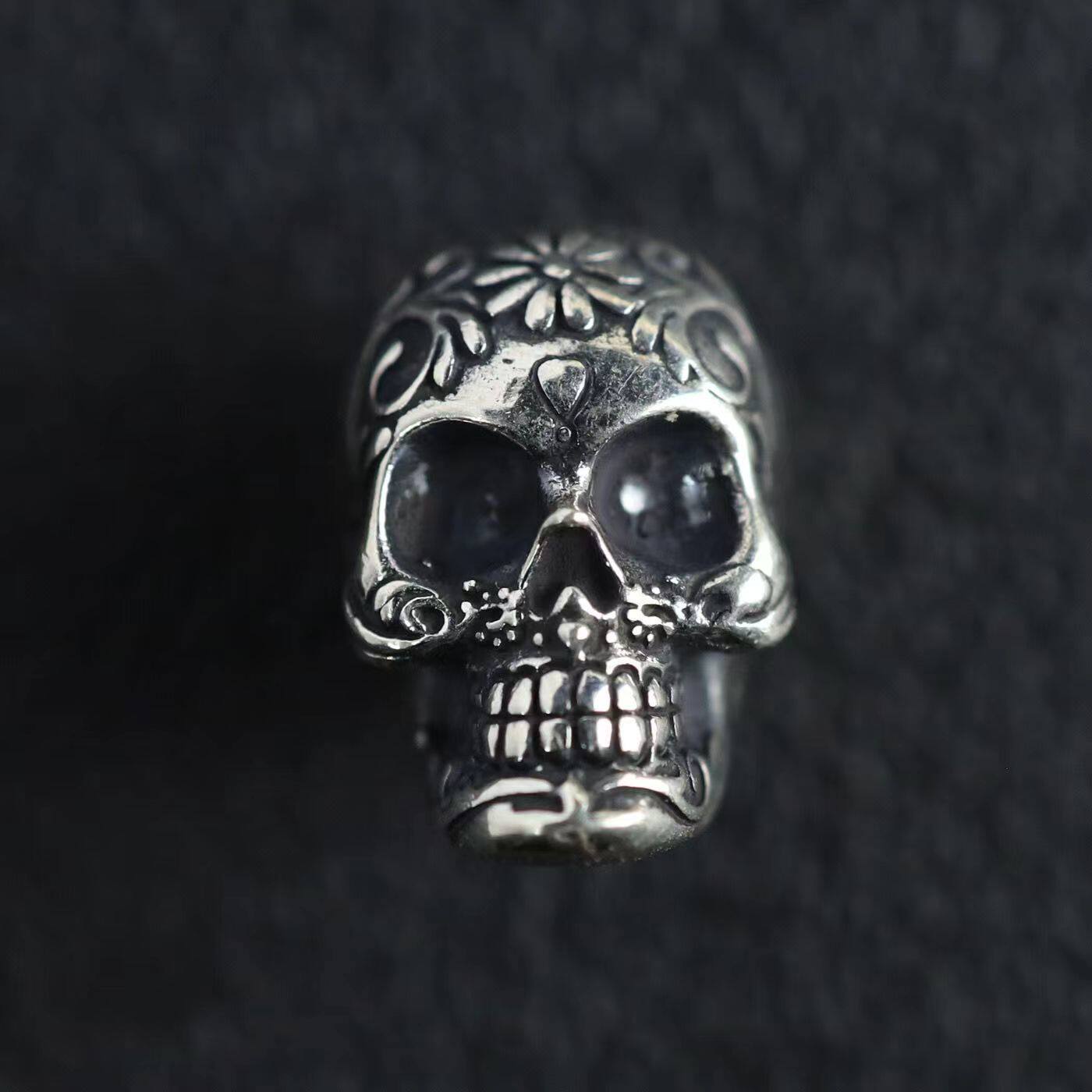 藏式雕花骷髅头隔珠DIY配件散珠