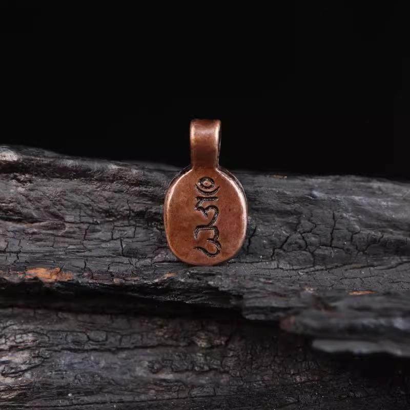 藏式文玩紫铜手工雕刻六字真言佛珠手串西藏小元素diy银配件