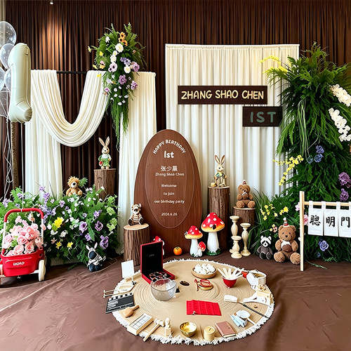 一周岁生日场景布置气球男女宝宝30天抓周礼仪式氛围感装饰背景墙