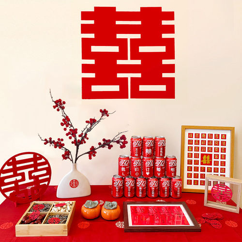 订婚装饰仿真珍珠链条绒布酒红