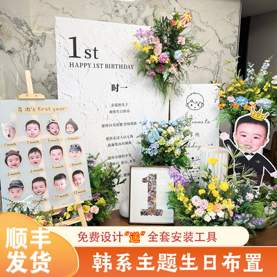 韩系宝宝周岁生日布置kt板
