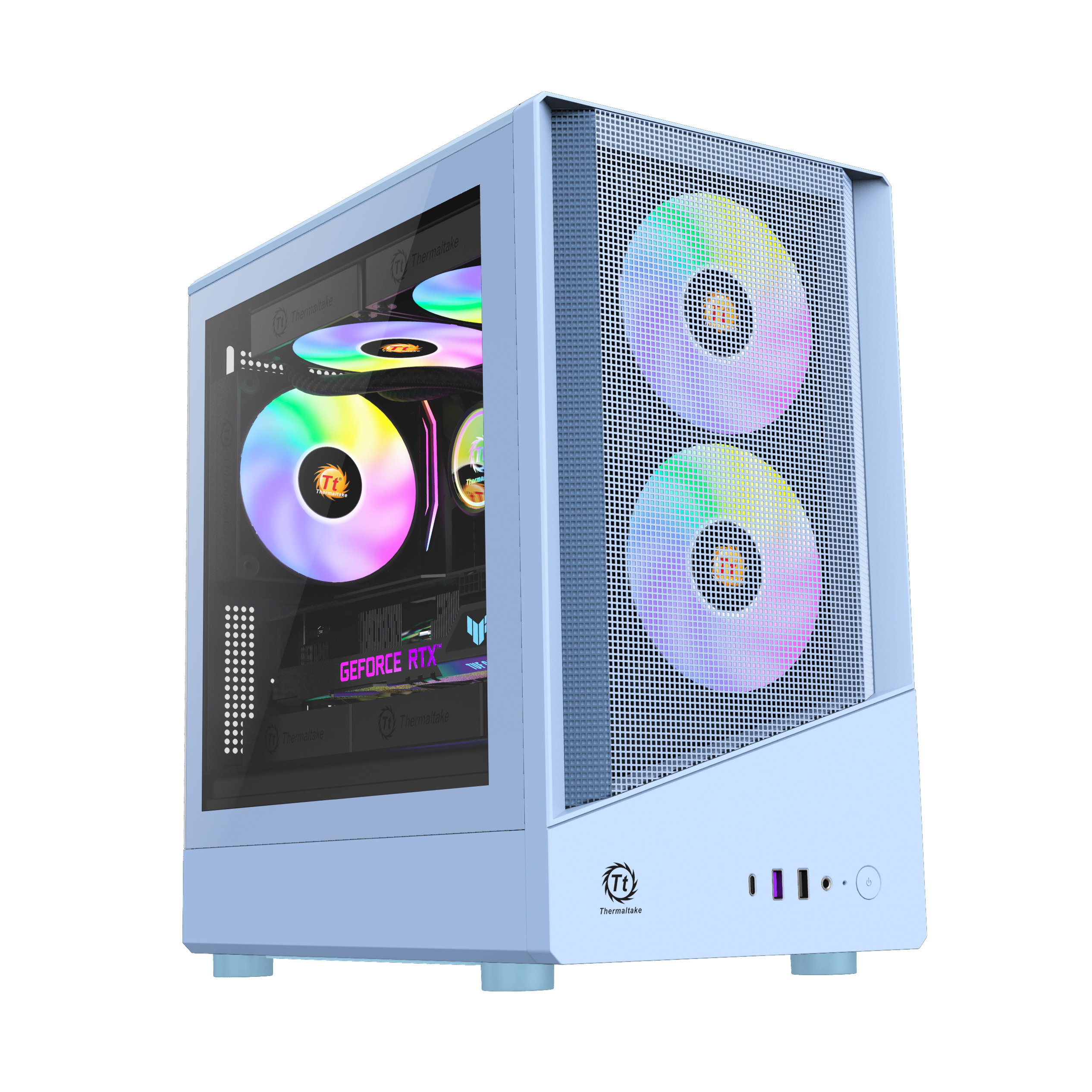 途腾TT电脑机箱光影mini玻璃侧透MATX240水冷前透散热风冷机箱