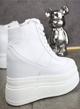 16公分超高跟高帮鞋小白鞋女