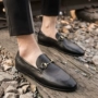 Phiên bản Hàn Quốc của xu hướng giày da đế xuồng cho nam mùa hè đặt chân thấp để giúp giày Lok Fu Giày nhỏ nam Anh - Giày thấp giày sneaker nam đẹp