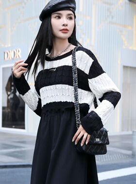 501083-2【古远品牌】短款吊带连衣裙两件套复古秋冬韩版针织衫两