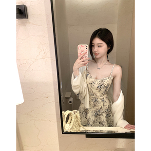 棉麻印花显瘦优雅连衣裙 江南美人吊带裙 精灵坠崖 十一少女lii