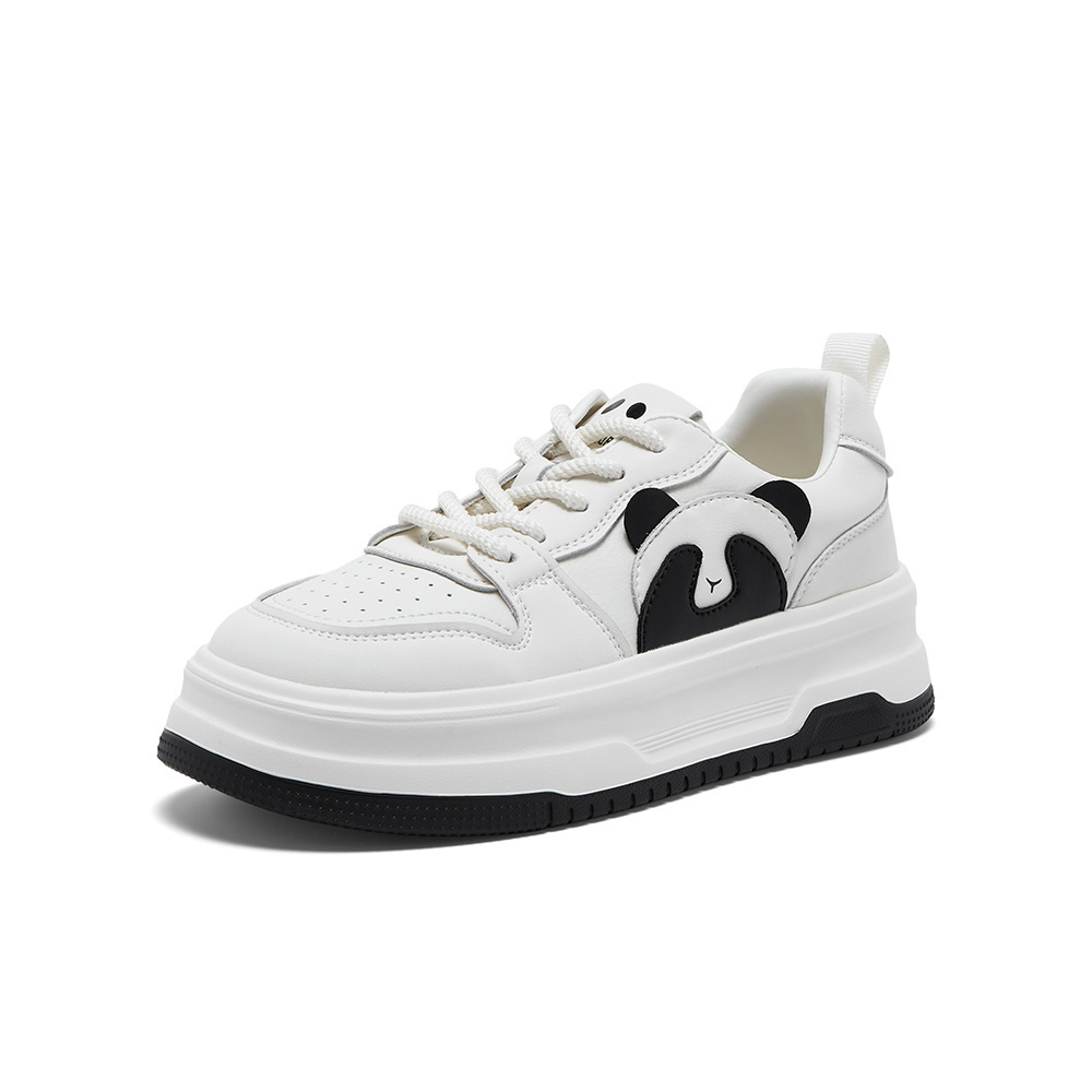 百思图24春商场新款可爱熊猫鞋运动板鞋松糕厚底女休闲鞋TA301AM4