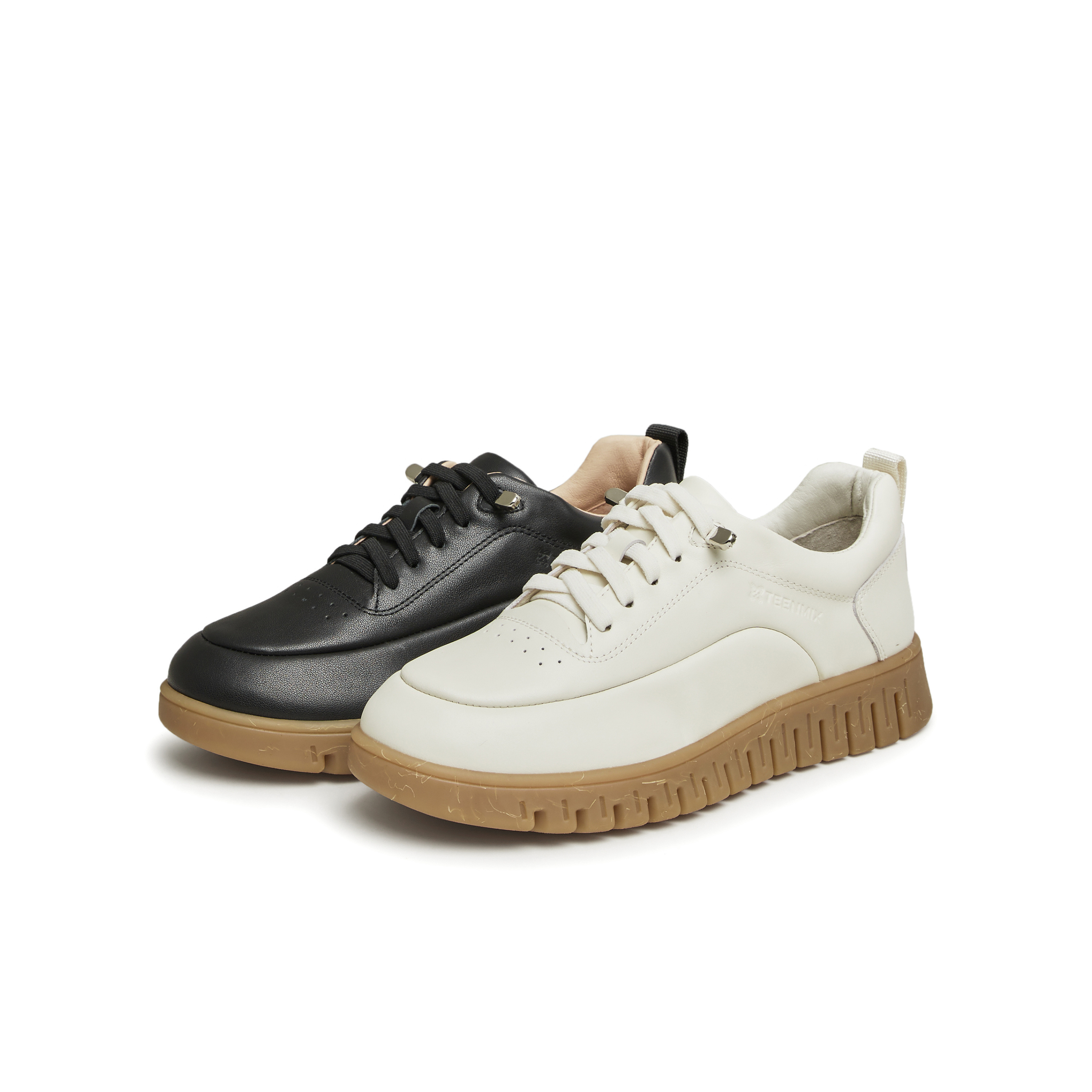 天美意低帮厚底休闲英伦小皮鞋