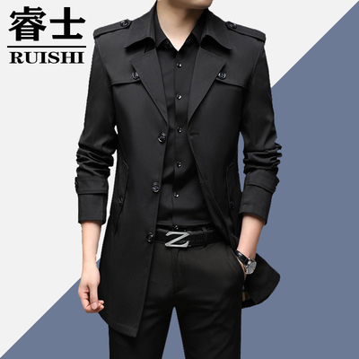 2025春季中长款风衣中年男士休闲高档春秋装外套薄款翻领短款外衣