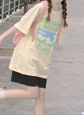 套装女学生夏季2025新款短袖T恤+阔腿裤宽松五分运动短裤两件套潮