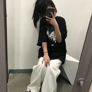 原宿风女新款韩版宽松套装休闲短袖T恤学生薄款百搭阔腿长裤子夏