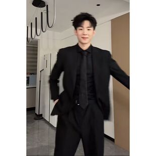 2024韩版潮流男士上衣帅气宽松港风西装外套男春秋百搭休闲西服