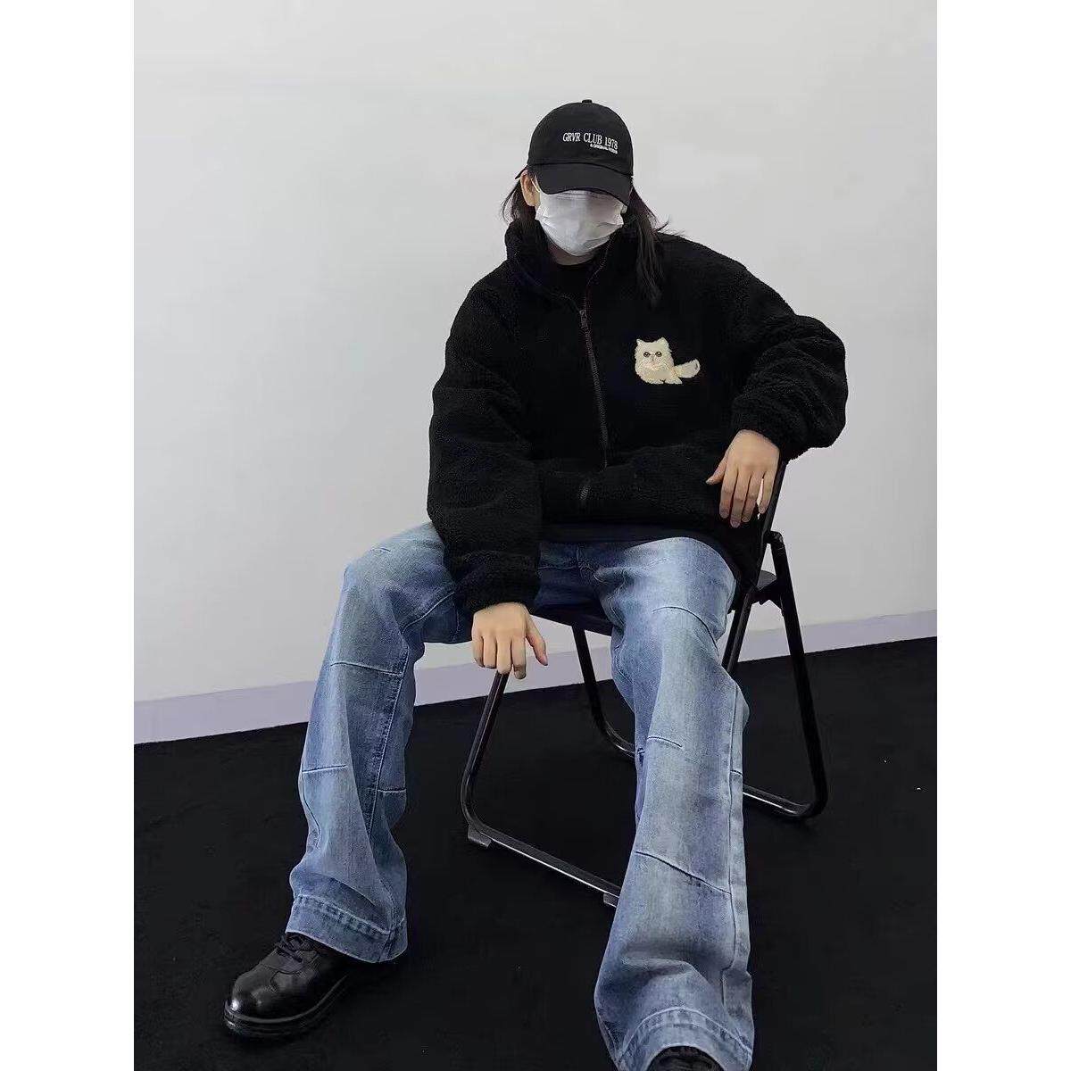 2024新款冬季棉服棉衣男生加厚保暖羊羔绒运动休闲潮牌帅气外套
