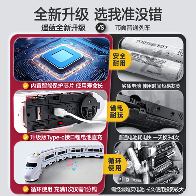 电动高铁和谐号动车模型高速轨道列车儿童玩具小火车男孩宝宝复兴