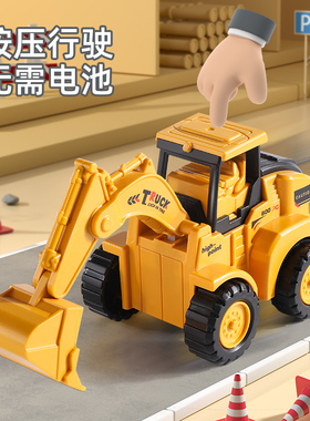 按压挖掘机玩具男孩挖土压路推土机回力汽车工程套装儿童2025爆款