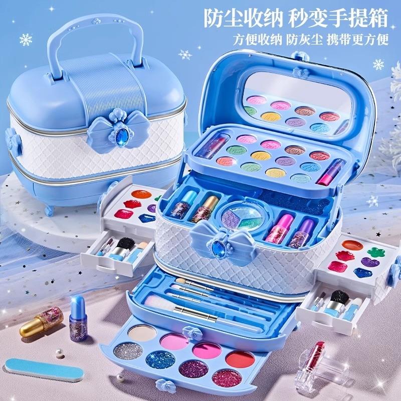 儿童化妆品玩具套装无毒正品女孩丽萨艾爱莎公主礼物指甲油彩妆盒