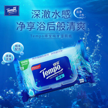 得宝(Tempo)湿厕纸深澈水感40片/包便携装可搭配卫生纸使用