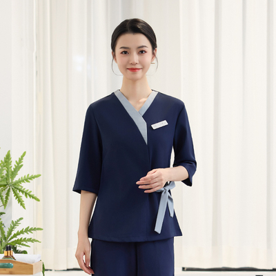 养生馆柔式美容服爆款工作服印字修身技师服会所工衣推拿牙科采耳