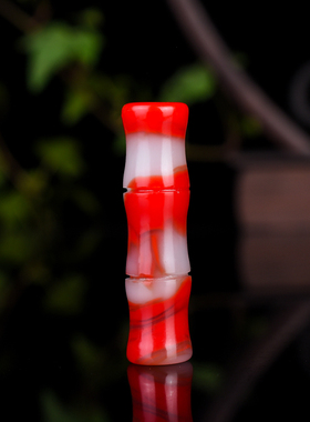 青峰玉业玉器红玉玉石节节高玉坠 和田玉竹节吊坠竹竿挂件竹子项