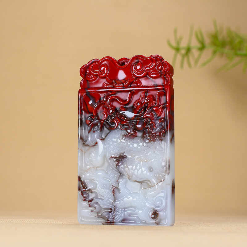 青峰玉业天然新疆和田玉白玉红皮青花料貔貅吊坠男女款玉石挂件手