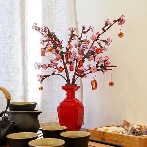 桃花积木礼物拼插积木玩具