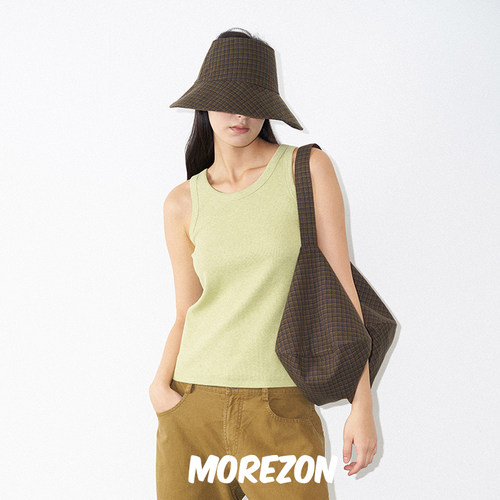 MOREZON【埃觅索】25SS春夏新款潮人休闲百搭大檐格纹空顶遮阳帽