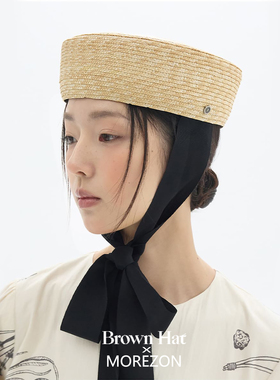 MOREZON【Brown hat Straw Pillbox】26春夏新款潮人草编药盒帽子